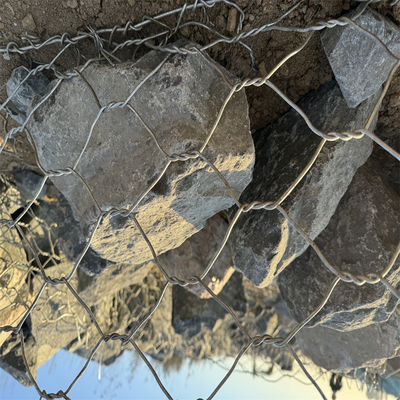 Zinc Coated Wire Baskets Woven Into Gabion Box For River Course Retaining Wall