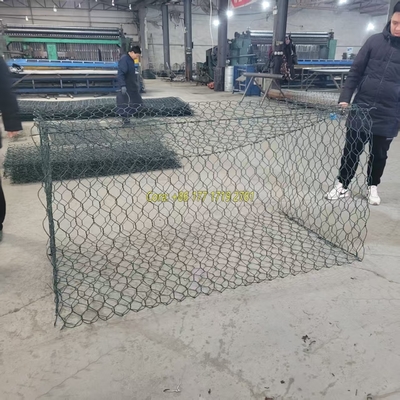 Factory Large Stock PVC Coated + Galvanized 2*1*1m With 2.7mm Wire Thickness Gabion Box Wall